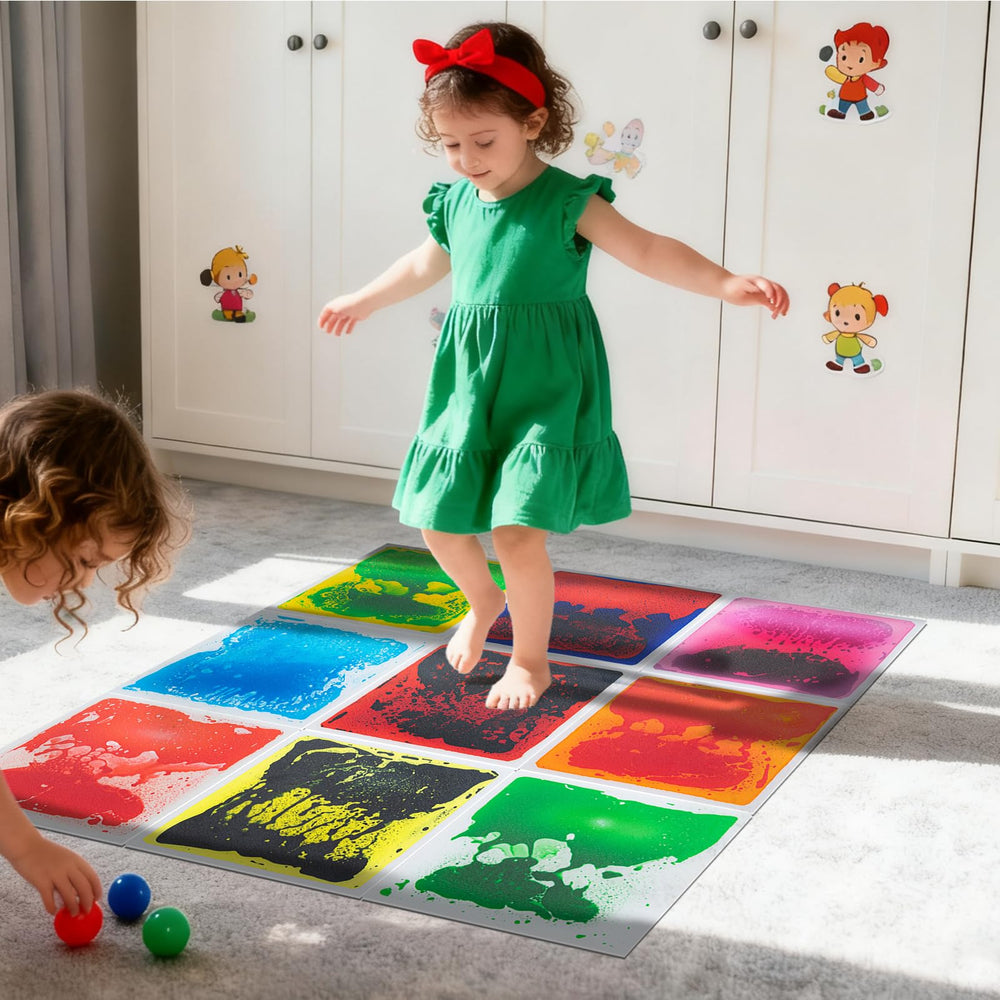 Art3d Liquid Fusion tile motion creates dynamic floor play experiences.