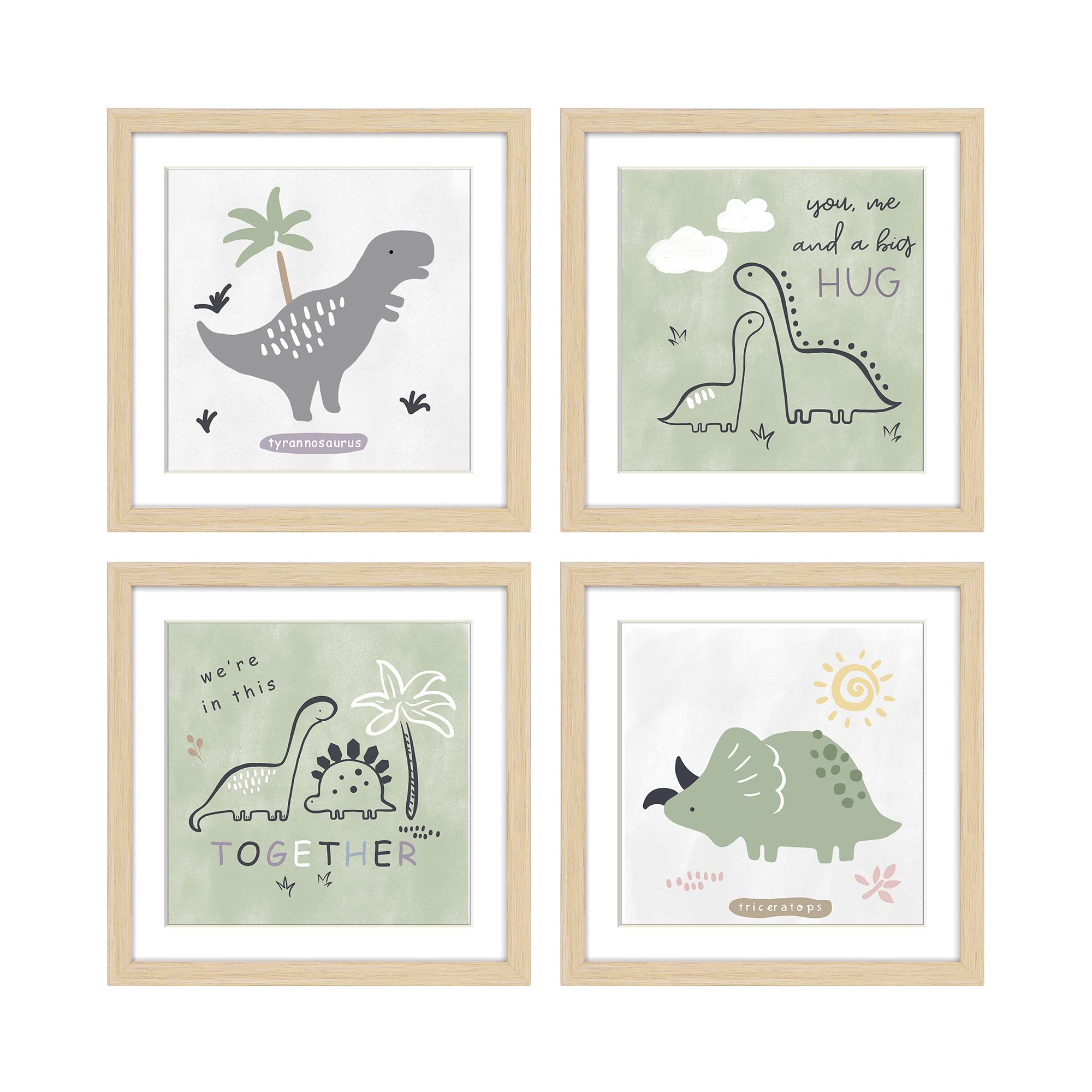 ArtbyHannah framed nursery wall decor with dinosaurs prints brightens the playroom.