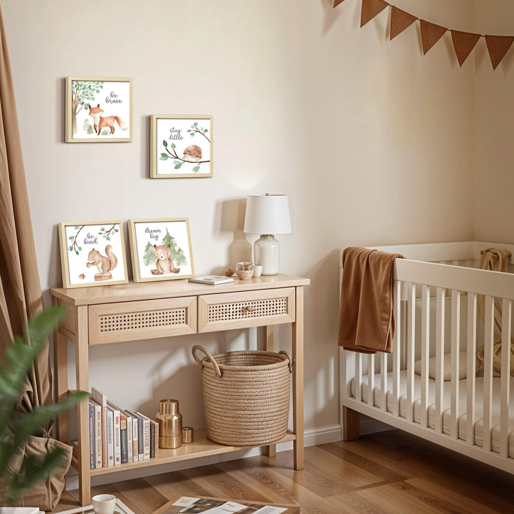 ArtbyHannah framed hedgehog print adds sweet woodland detail for playrooms.