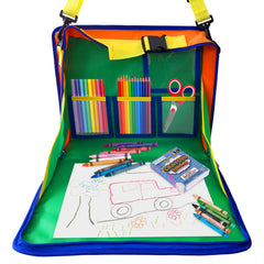ArtCreativity Kids Travel Tray attached to car seat for organized backseat play.
