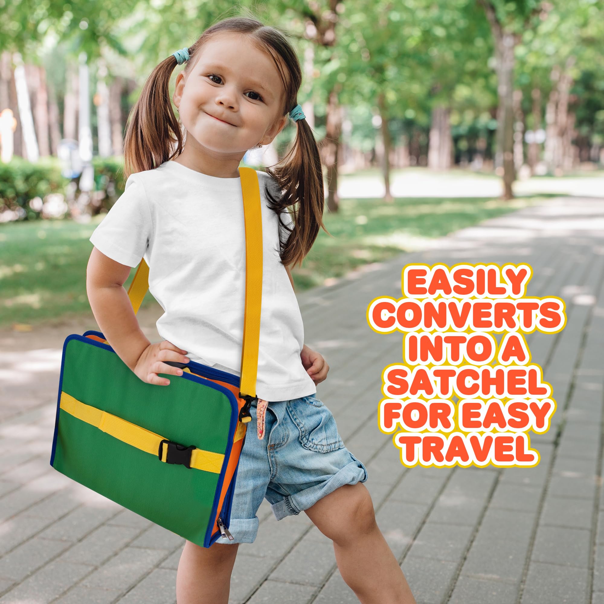 ArtCreativity Travel Tray shows five clear pockets for easy organization.