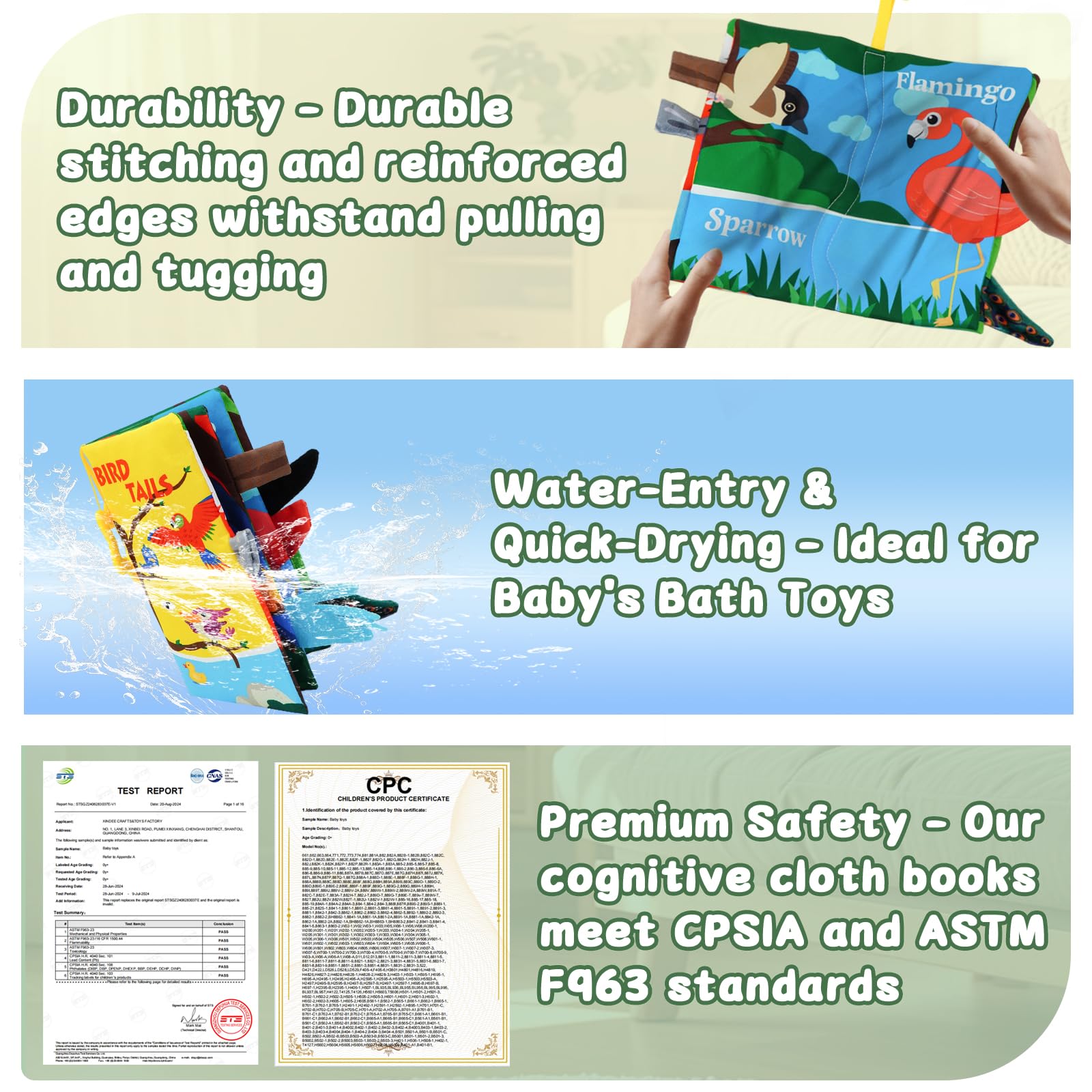 ArtCredit baby book durable and machine-washable; easy cleanup for busy parents