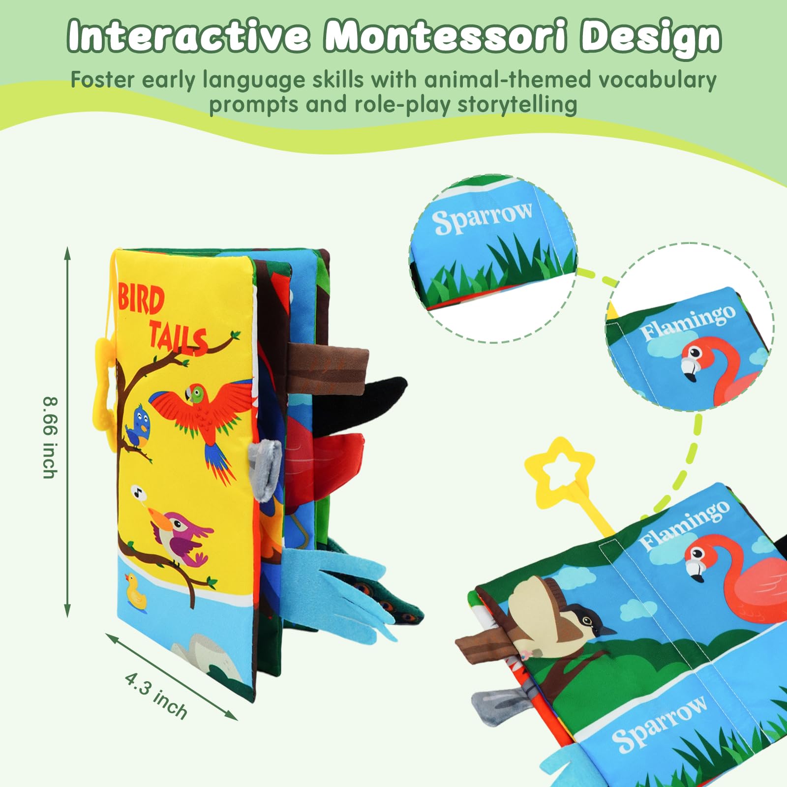 ArtCredit baby book Montessori design; promotes early language through prompts