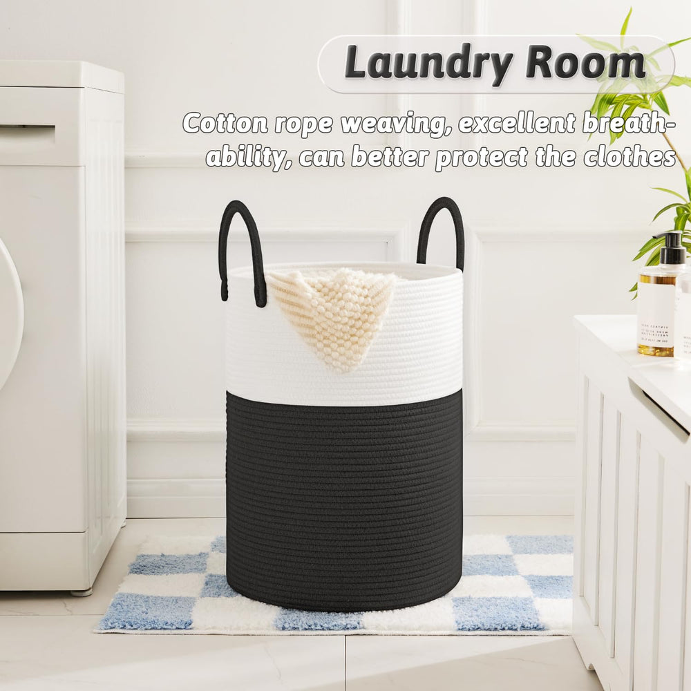 Artfeel 60L cotton rope basket breathes to reduce dampness and odors.