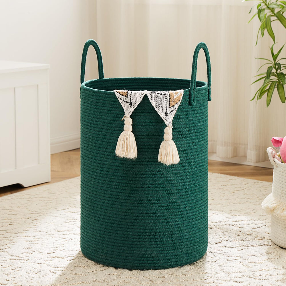 Artfeel laundry basket with cotton rope weave, spacious 80L storage for clothes