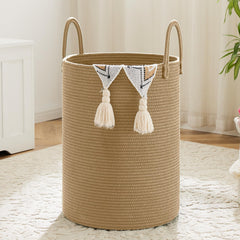 Artfeel laundry basket with cotton rope weave offers spacious 80L storage for clothes