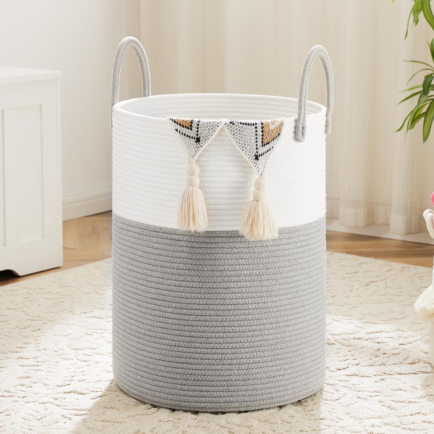 Artfeel Laundry Basket decorative storage in living room showing natural elegance