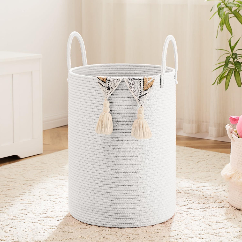 Artfeel laundry basket cotton rope weave adds natural texture for stylish laundry storage.