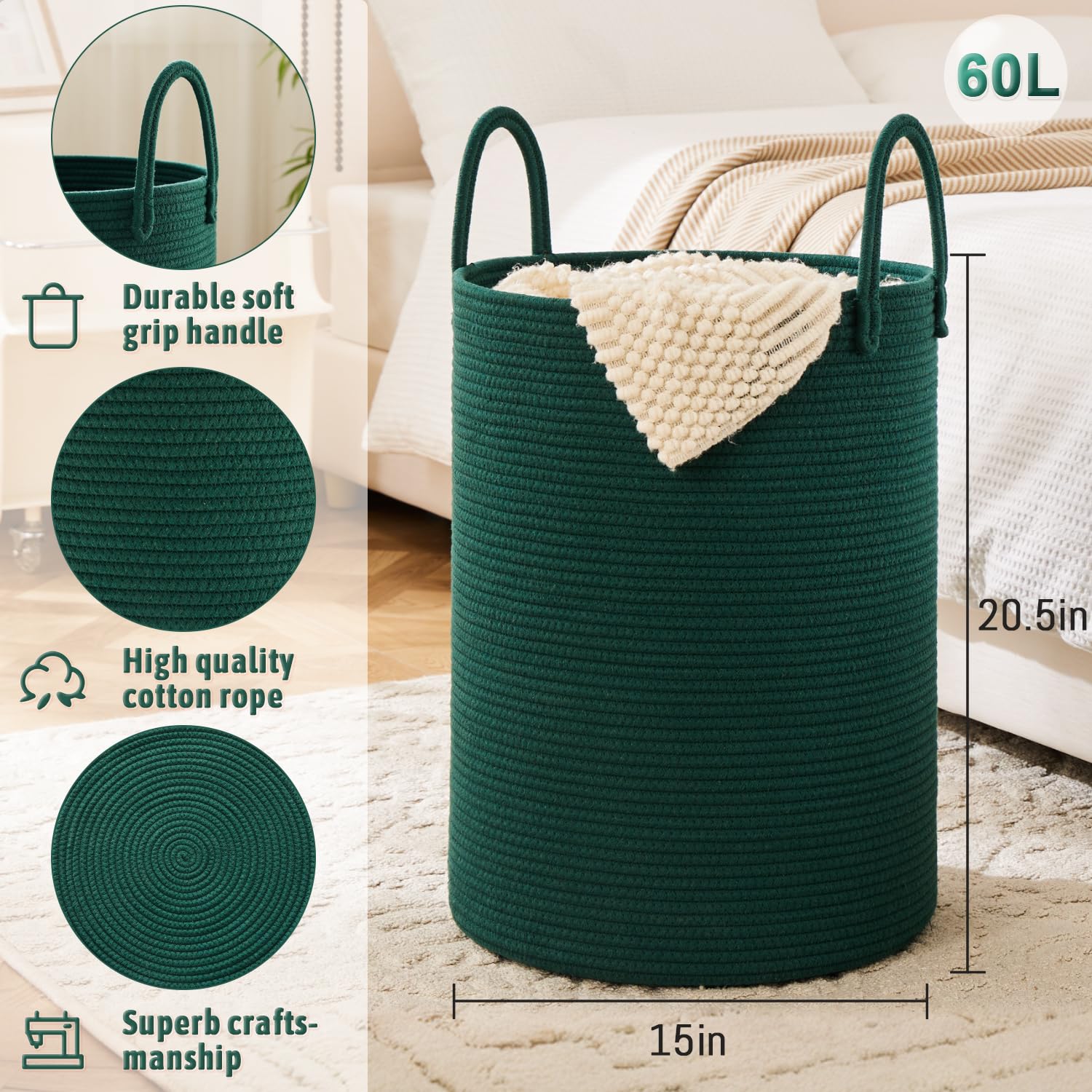Artfeel durable cotton rope basket emphasizing breathable material and shape retention