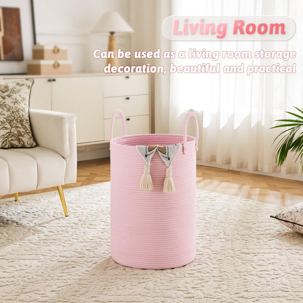 Artfeel cotton rope laundry hamper shows durable handwoven construction for long-lasting use