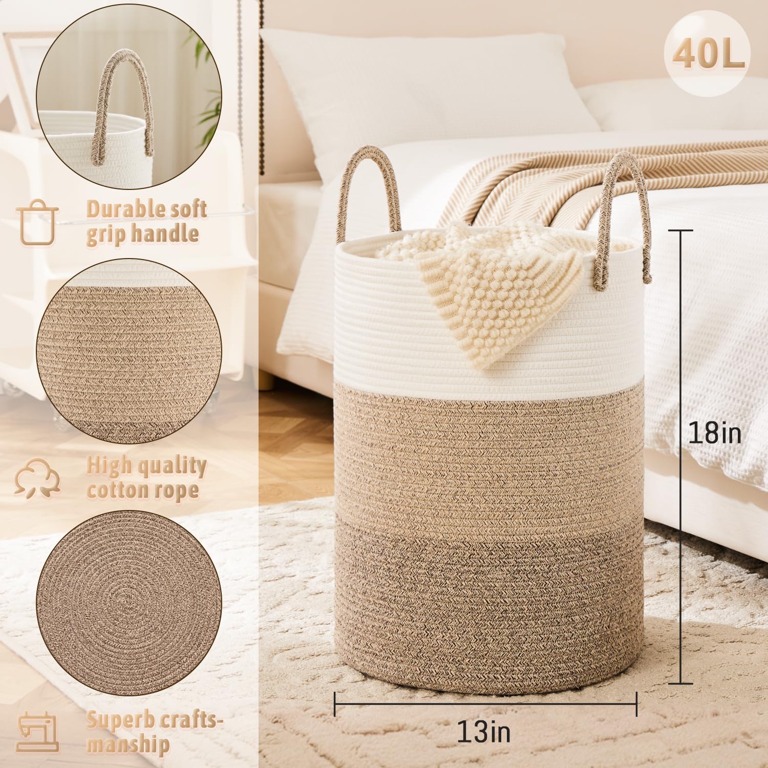 Artfeel 40L basket with breathable weave supports airflow and odor control.