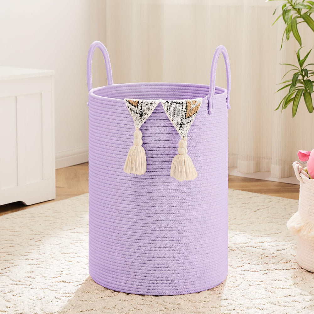 Artfeel laundry basket woven cotton rope 80L for stylish laundry storage.