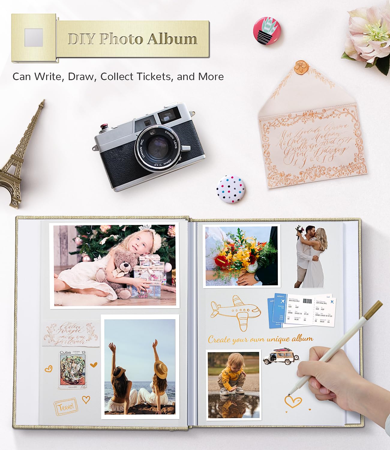 Artfeel photo album adhesive pages enable easy, secure photo mounting.