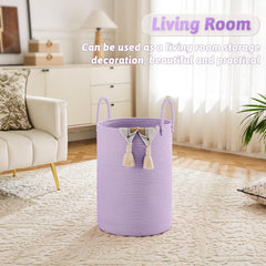 Artfeel woven cotton rope hamper enhances bathroom decor while concealing laundry.
