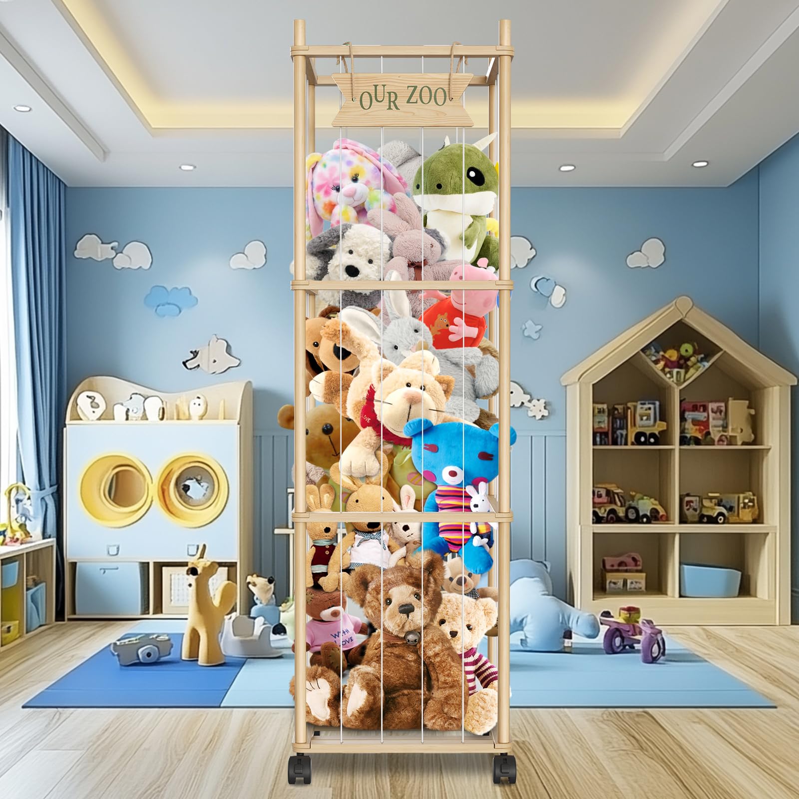 Artgeeker stuffed animal organizer corner assembly demonstrates easy setup for clutter-free playroom organization.
