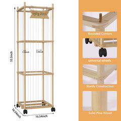 Artgeeker wooden stuffed animal holder with wheels enables easy mobility for tidy rooms.