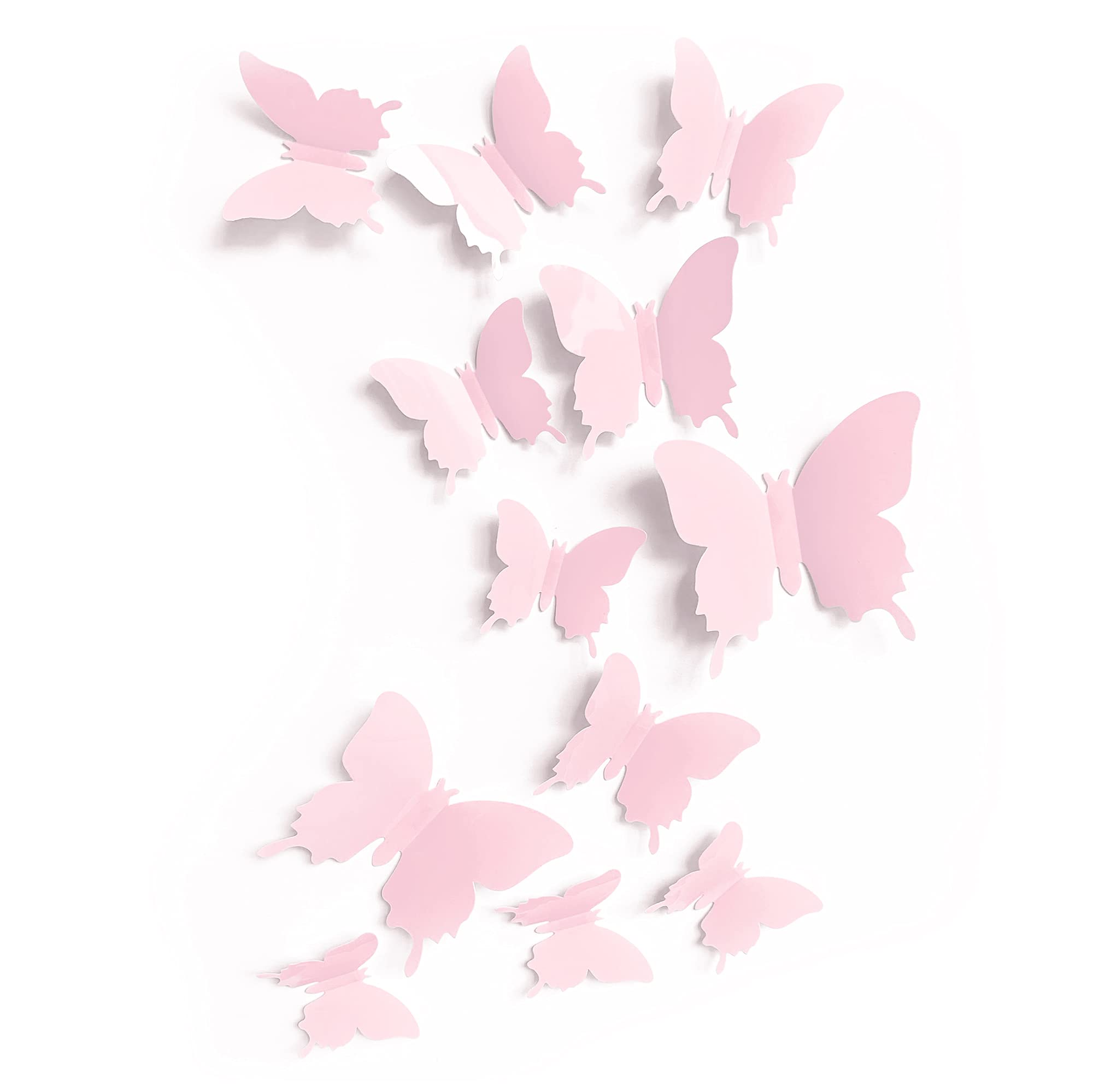 Artivo pink butterfly wall decals, 24 pieces, reusable PVC for nursery decor.