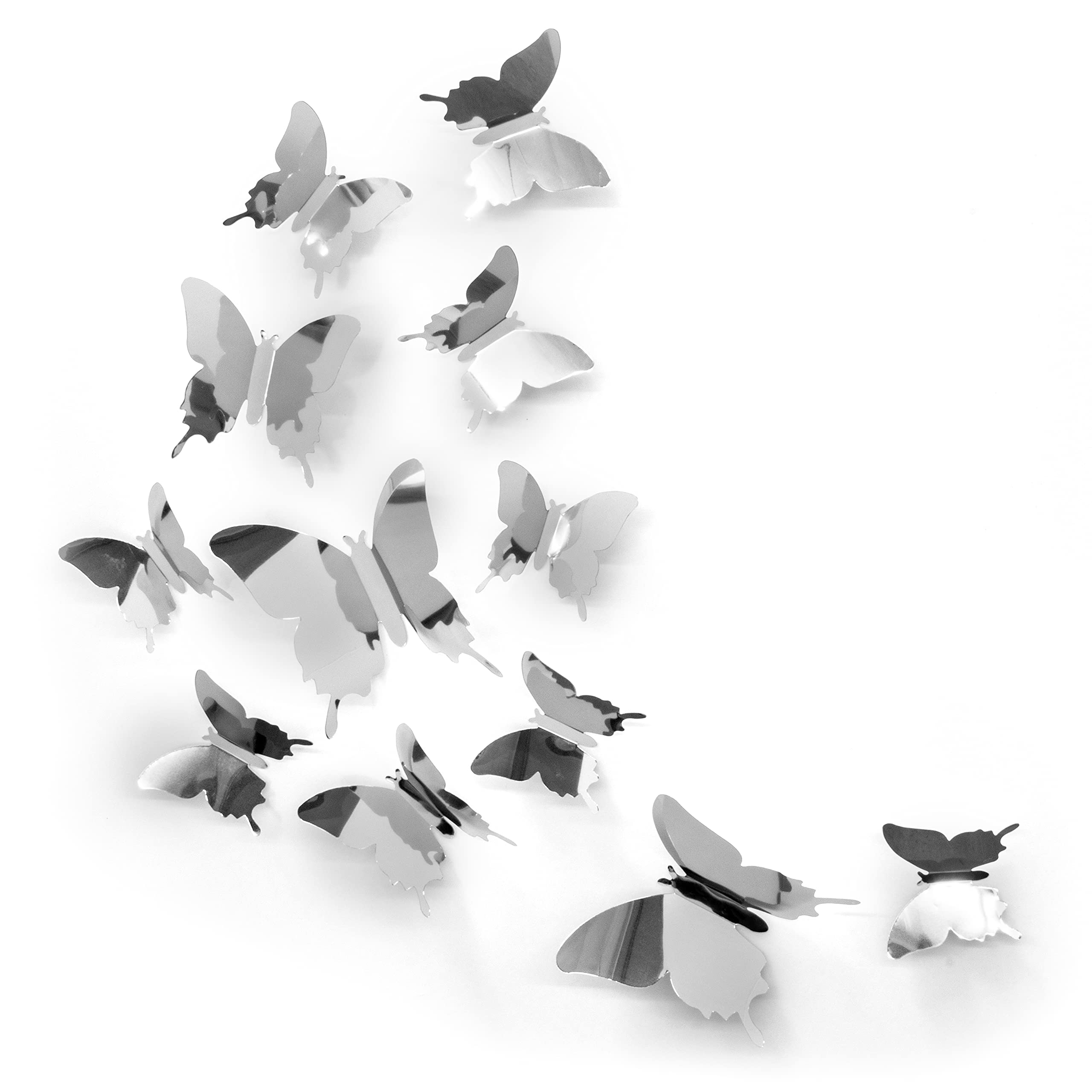 Artivo silver butterfly wall decal large butterfly creates a bold focal point on bedroom walls.