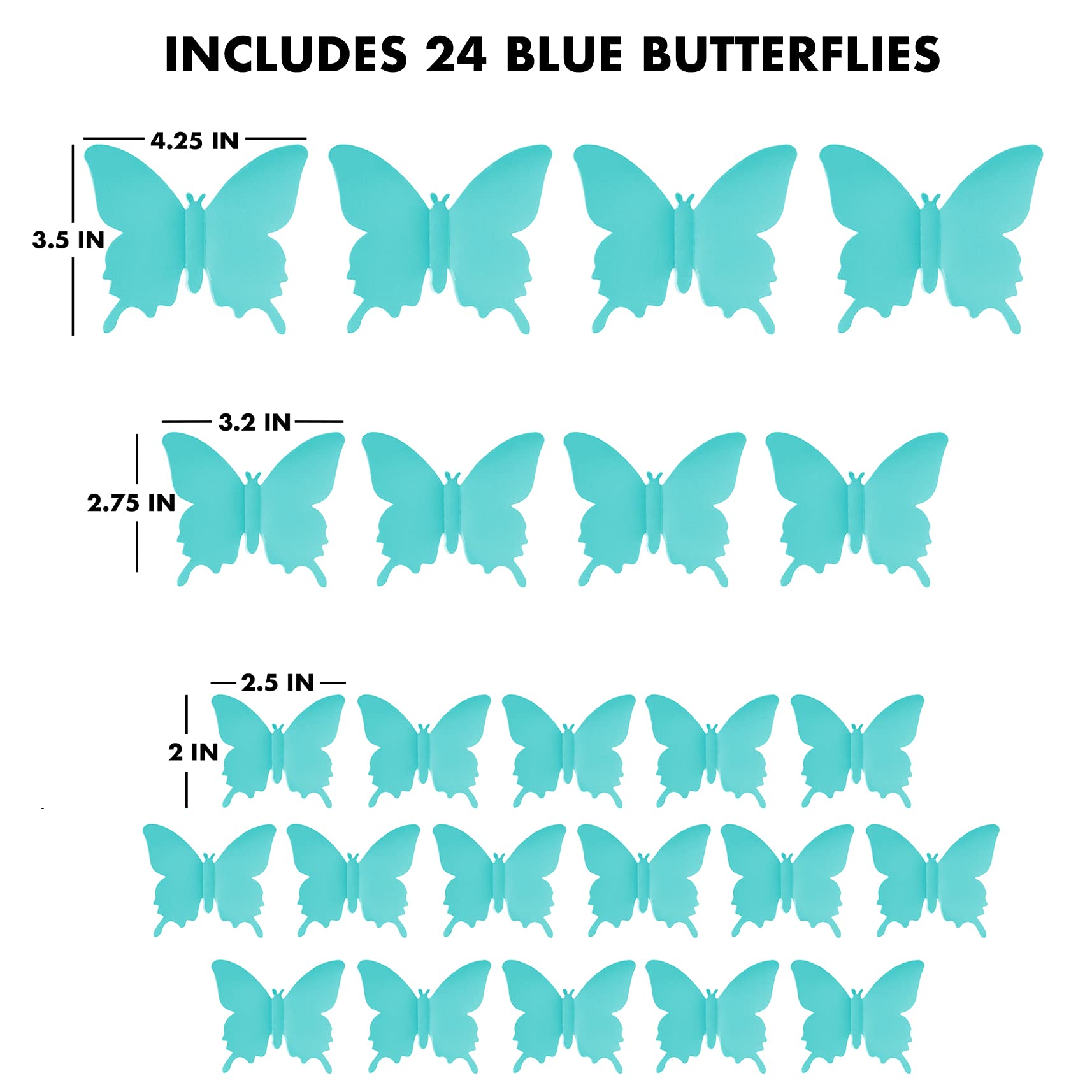 Artivo Teal Aqua Butterfly Wall-Stickers 24-count for easy, customizable baby room decor.