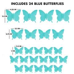 Artivo Teal Aqua Butterfly Wall-Stickers 24-count for easy, customizable baby room decor.