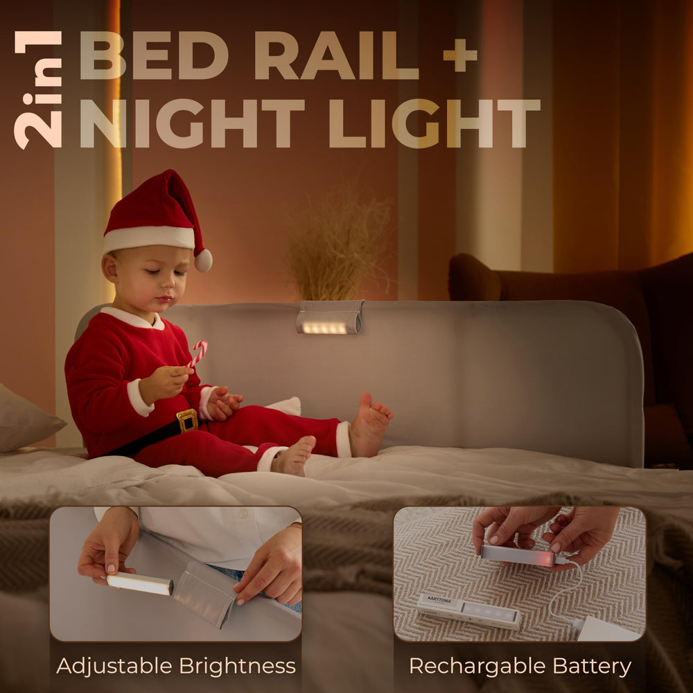 Arttona universal-fit bed rail adapts to full, queen, and twin beds.