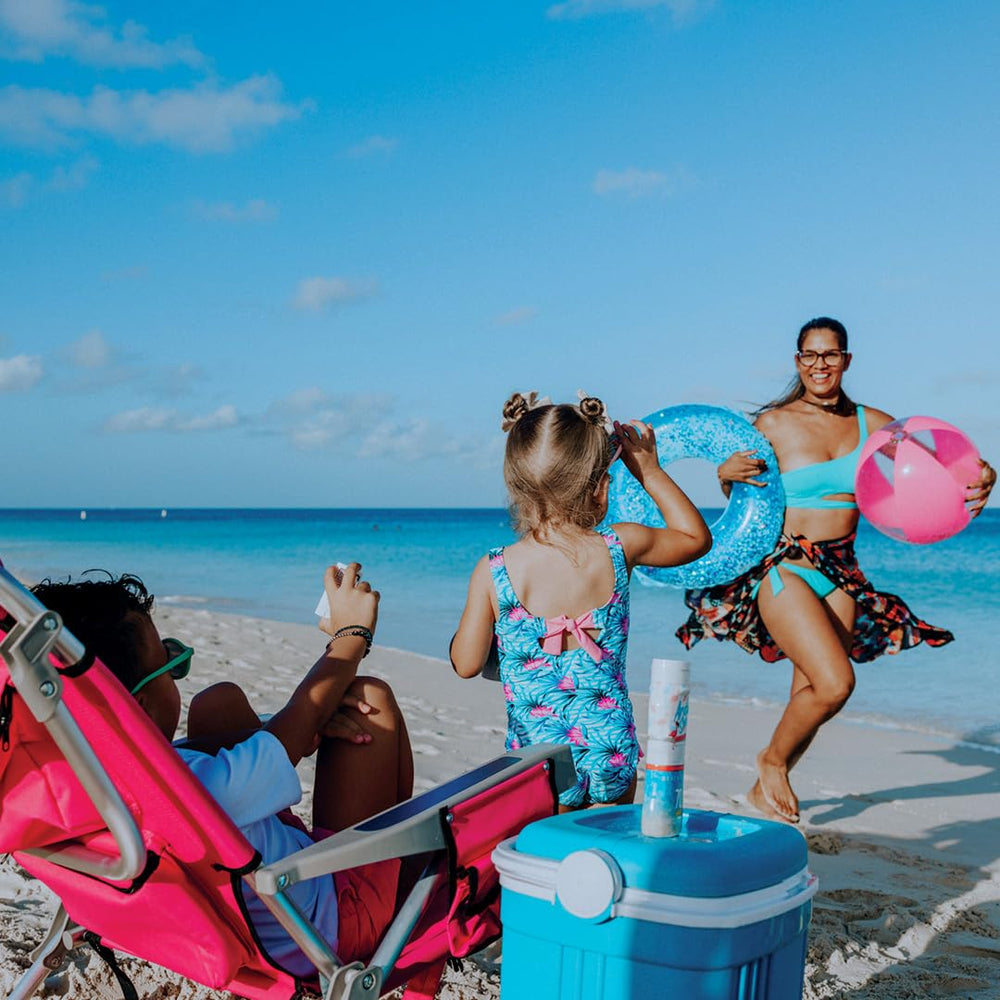 ARUBA SUN Kids SPF 70 bottle back label highlights Octinoxate/Oxybenzone-free reef-safe formula