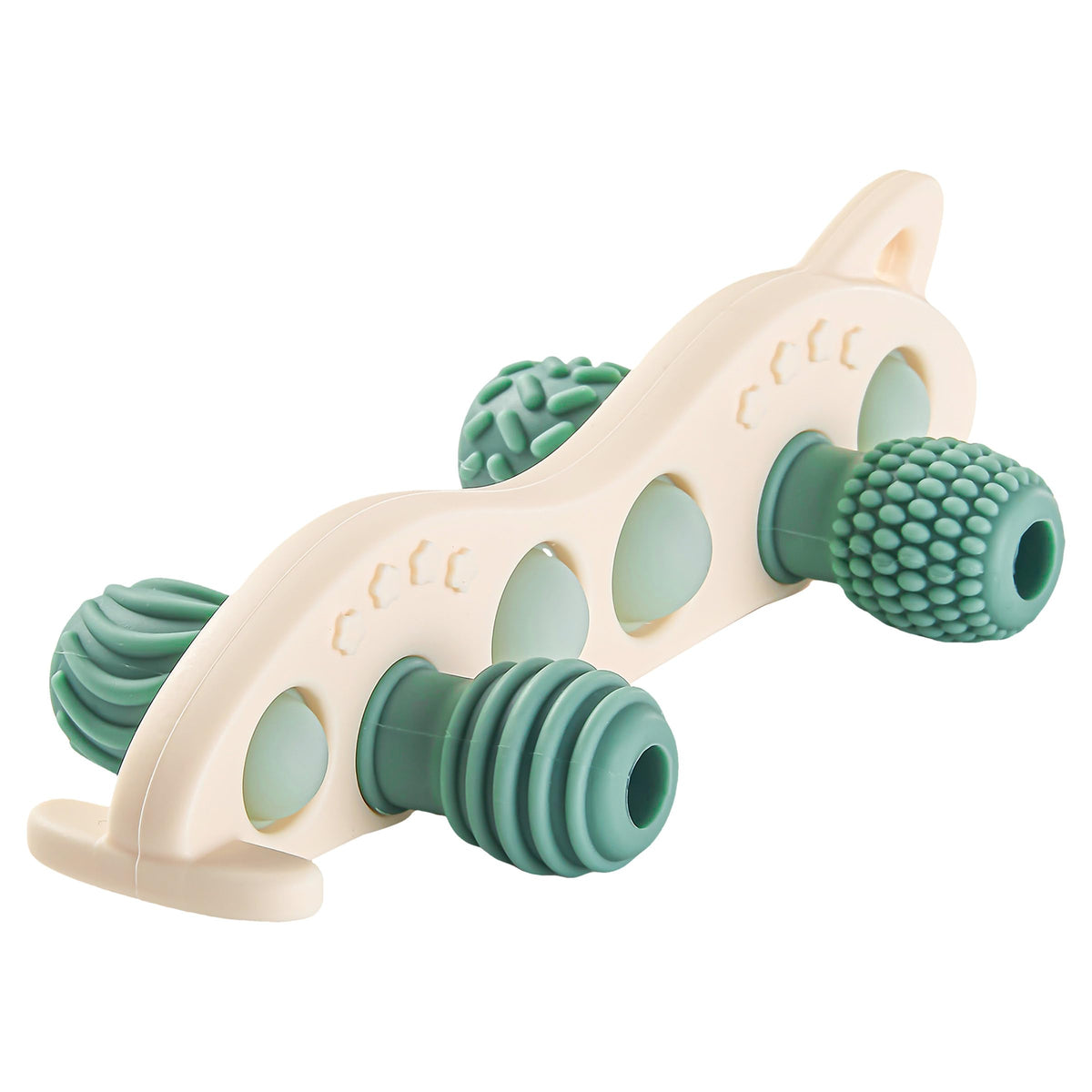 Arudyo baby teether silicone car green front view supports gentle teething comfort