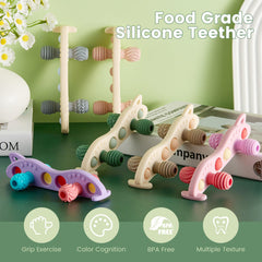 Arudyo baby teether silicone car green side view easy grip for tiny hands