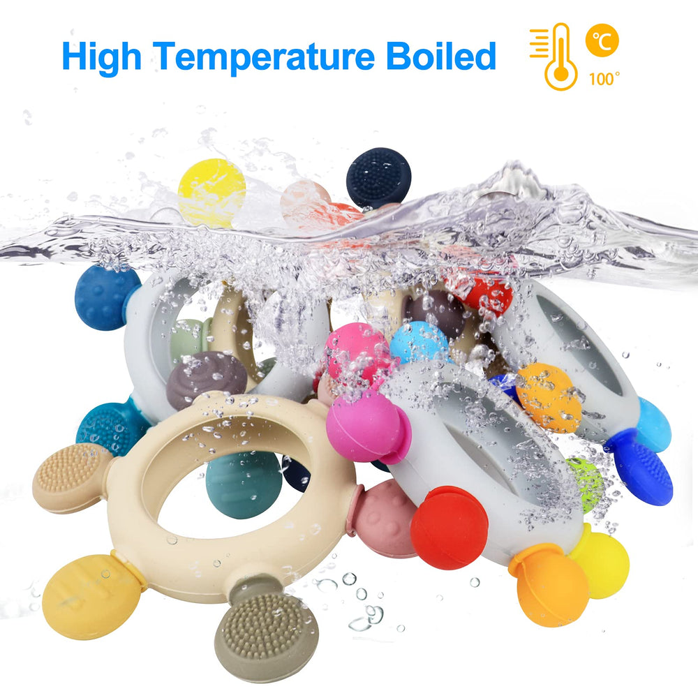 Arudyo hollow-design teether offers easy grip and comfort.