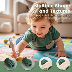 Arudyo teething toy green silicone car with smooth curved design