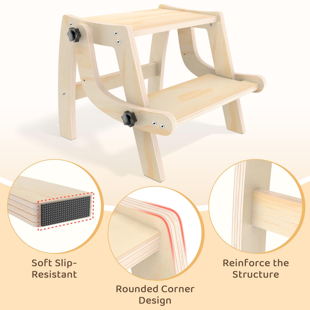 Arwion wooden stool supports up to 200 lbs during kid-friendly tasks.
