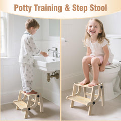 Arwion toddler stool at bathroom sink with waterproof surface for easy wipe-clean routine.
