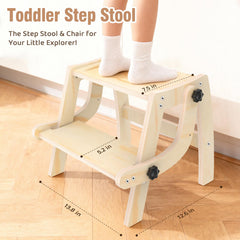 Arwion toddler step stool transforms into a chair for quick, comfy playtime.