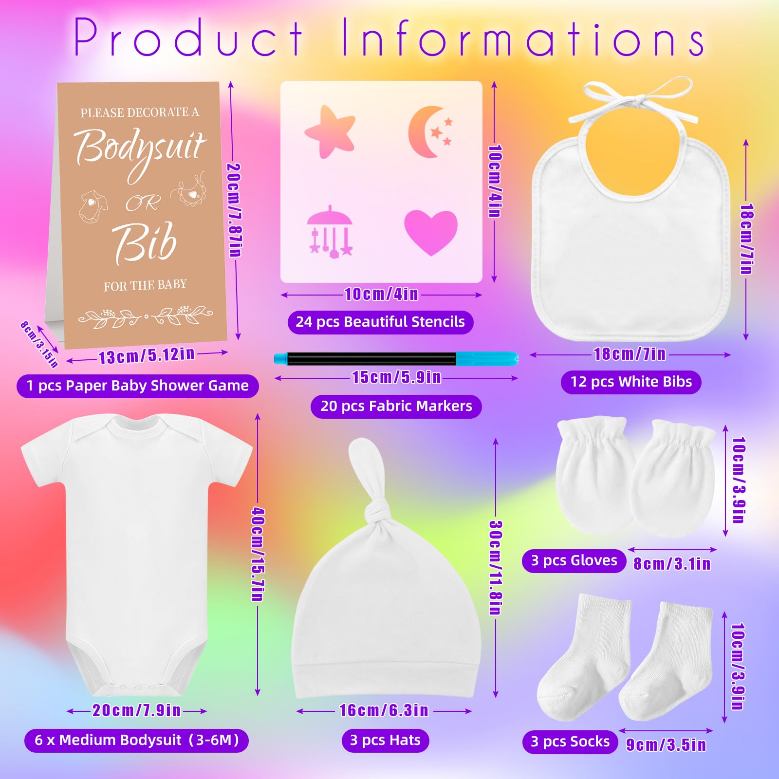 AryiHitt baby bibs and fabric markers kit for colorful customization