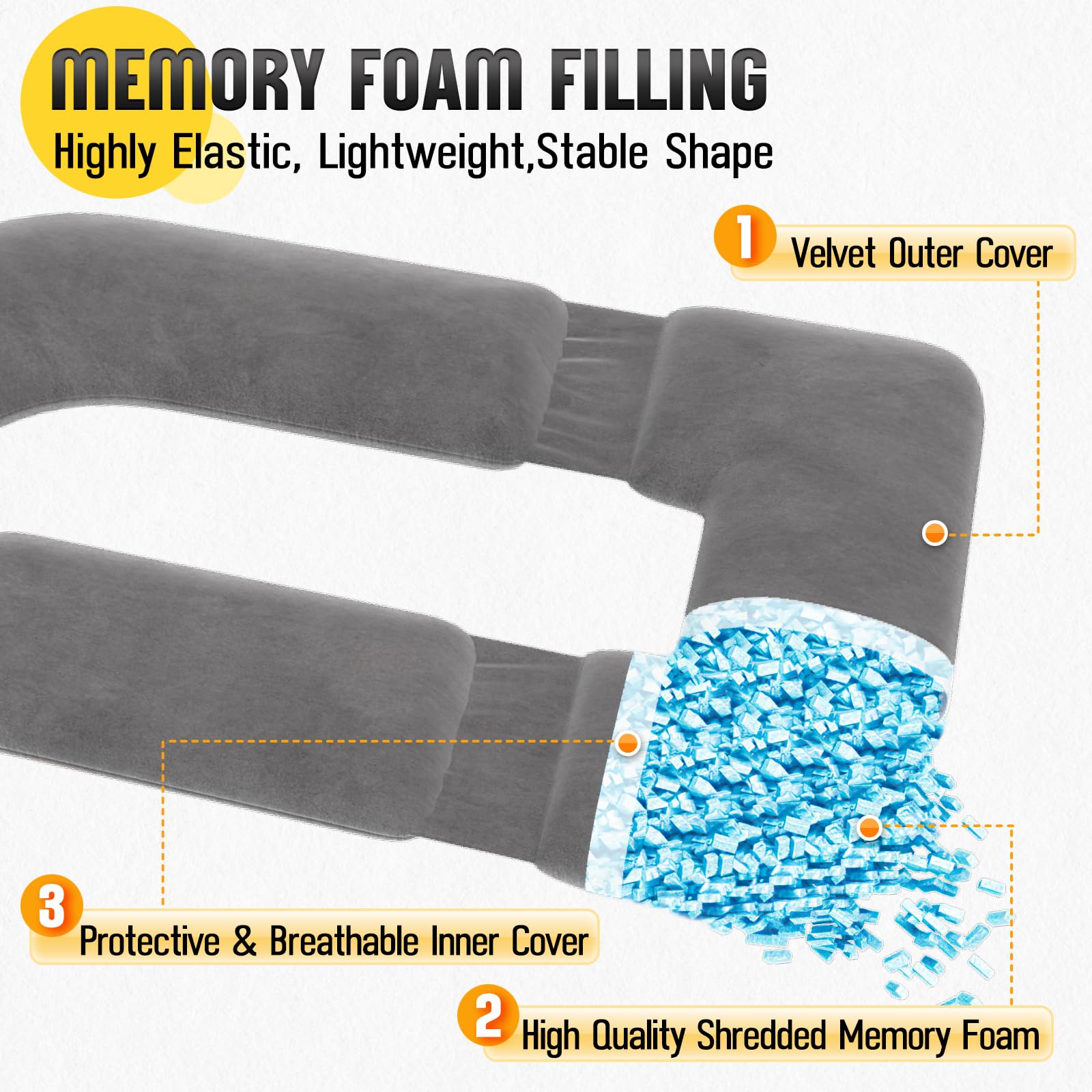 AS AWESLING detachable multi-position pregnancy pillow in gray demonstrates flexible shaping