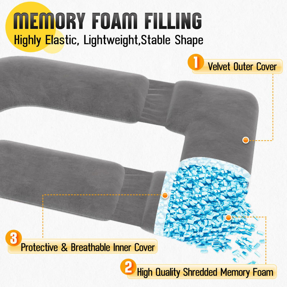 AS AWESLING detachable multi-position pregnancy pillow in gray demonstrates flexible shaping