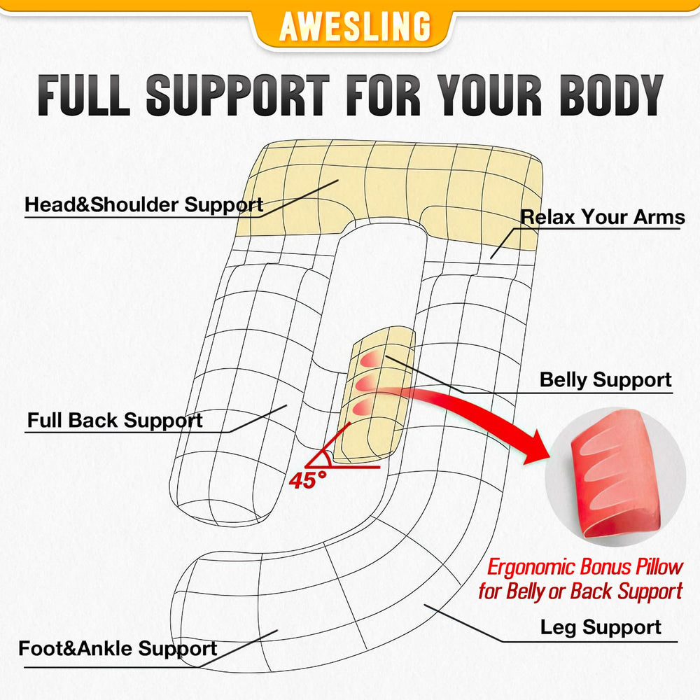 AS AWESLING universal-use pillow supports side, back, or stomach sleeping with plush versatility