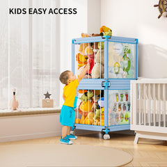 Asacbiiin storage zoo double-layer design sorts plushies by size.