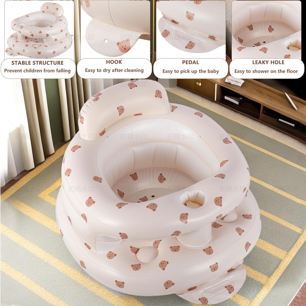 Asamoom built-in trough holds bottles or bowls during meals.