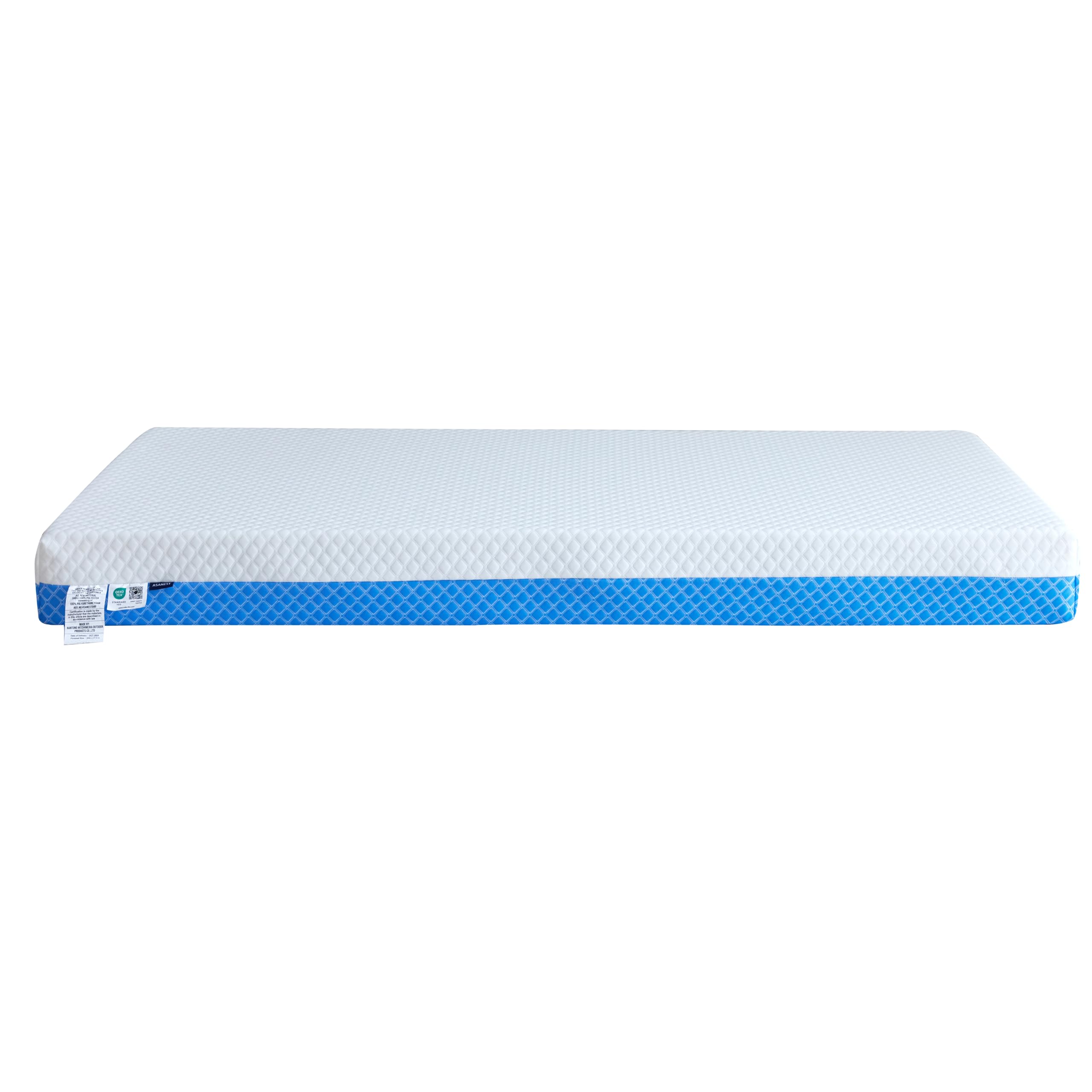 ASANEST white and blue patterned cover adds calming nursery decor