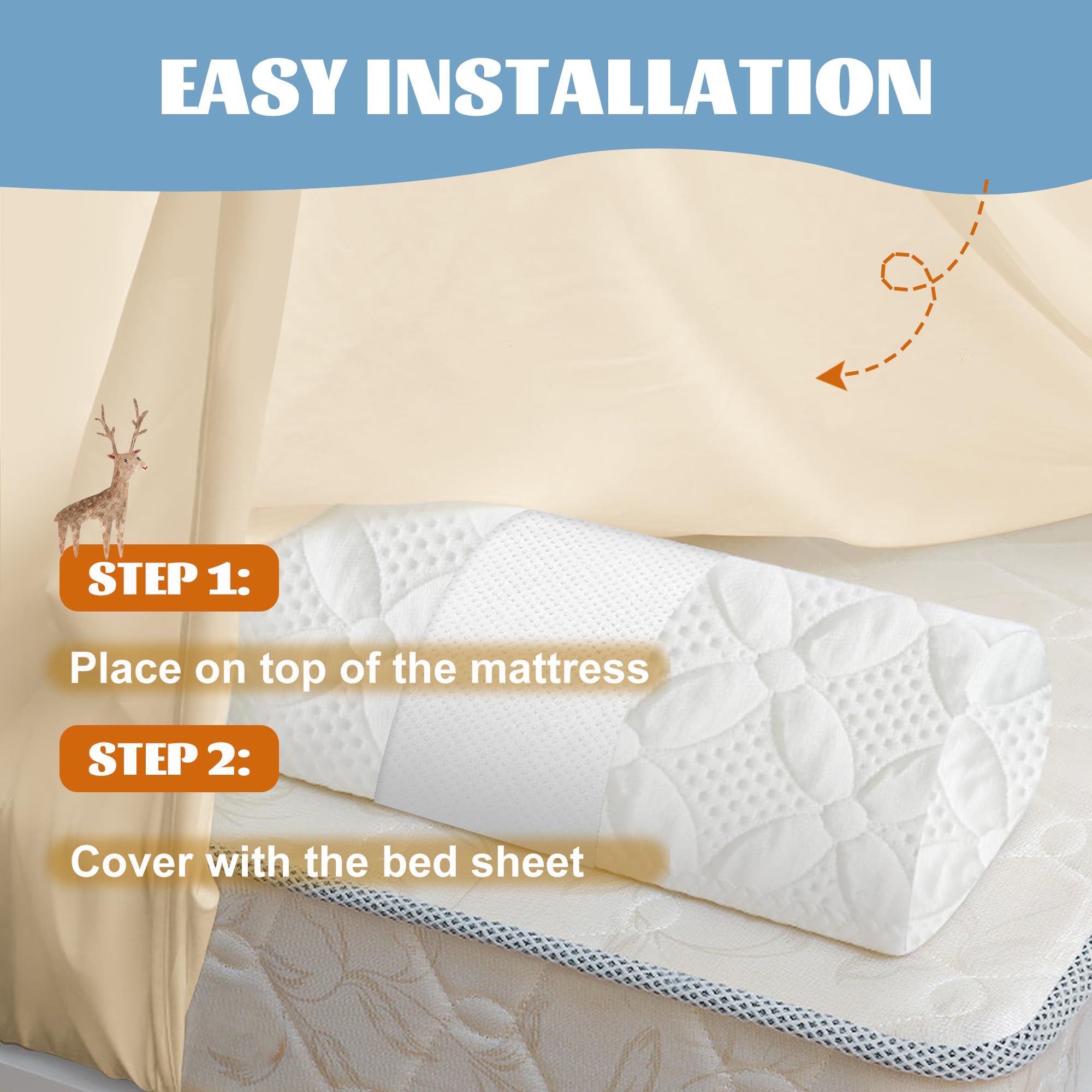 Asatdd memory foam bed rail side view shows supportive, non-slip design for stable sleep.