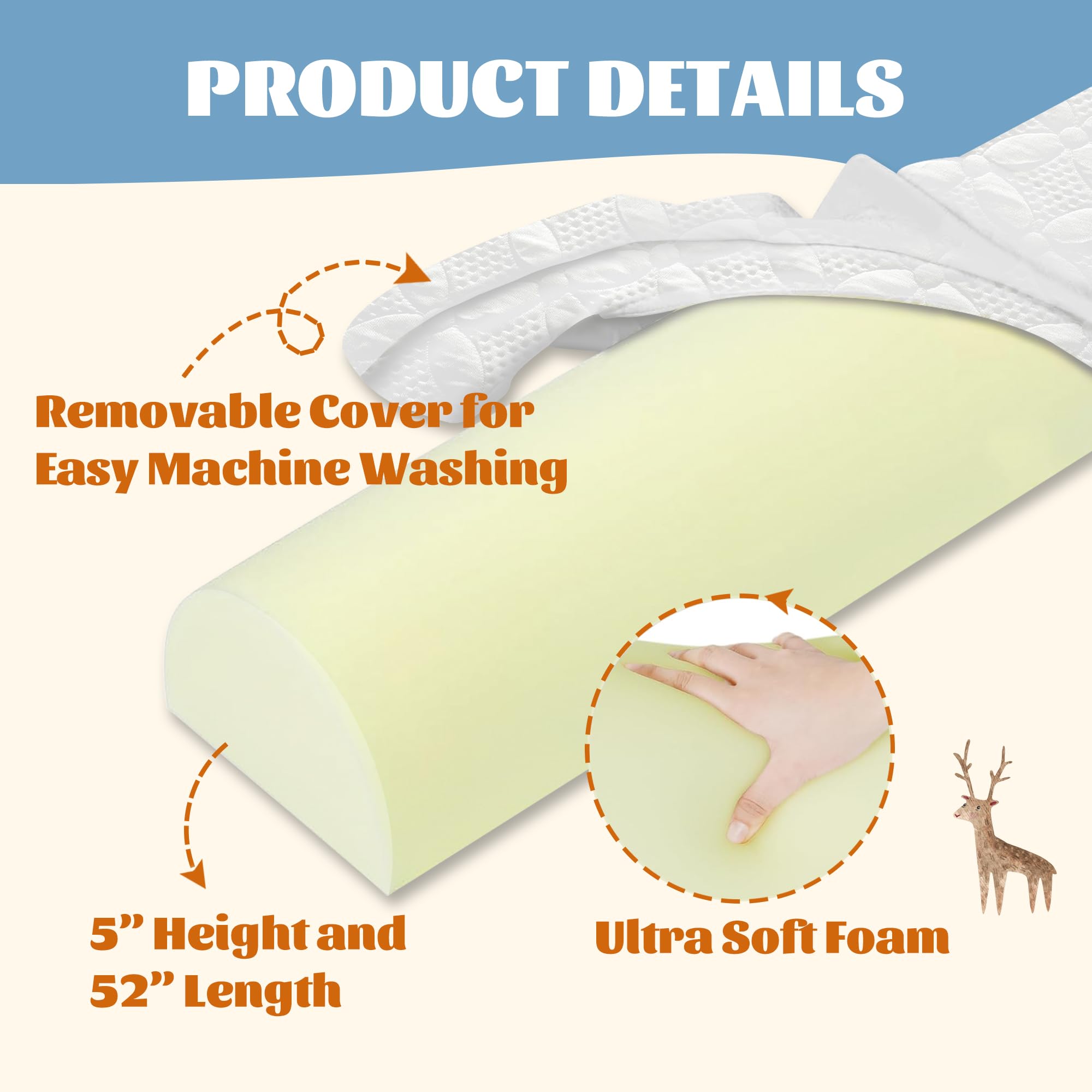 Asatdd bed rail washable cover with zipper enables easy cleanup after use.