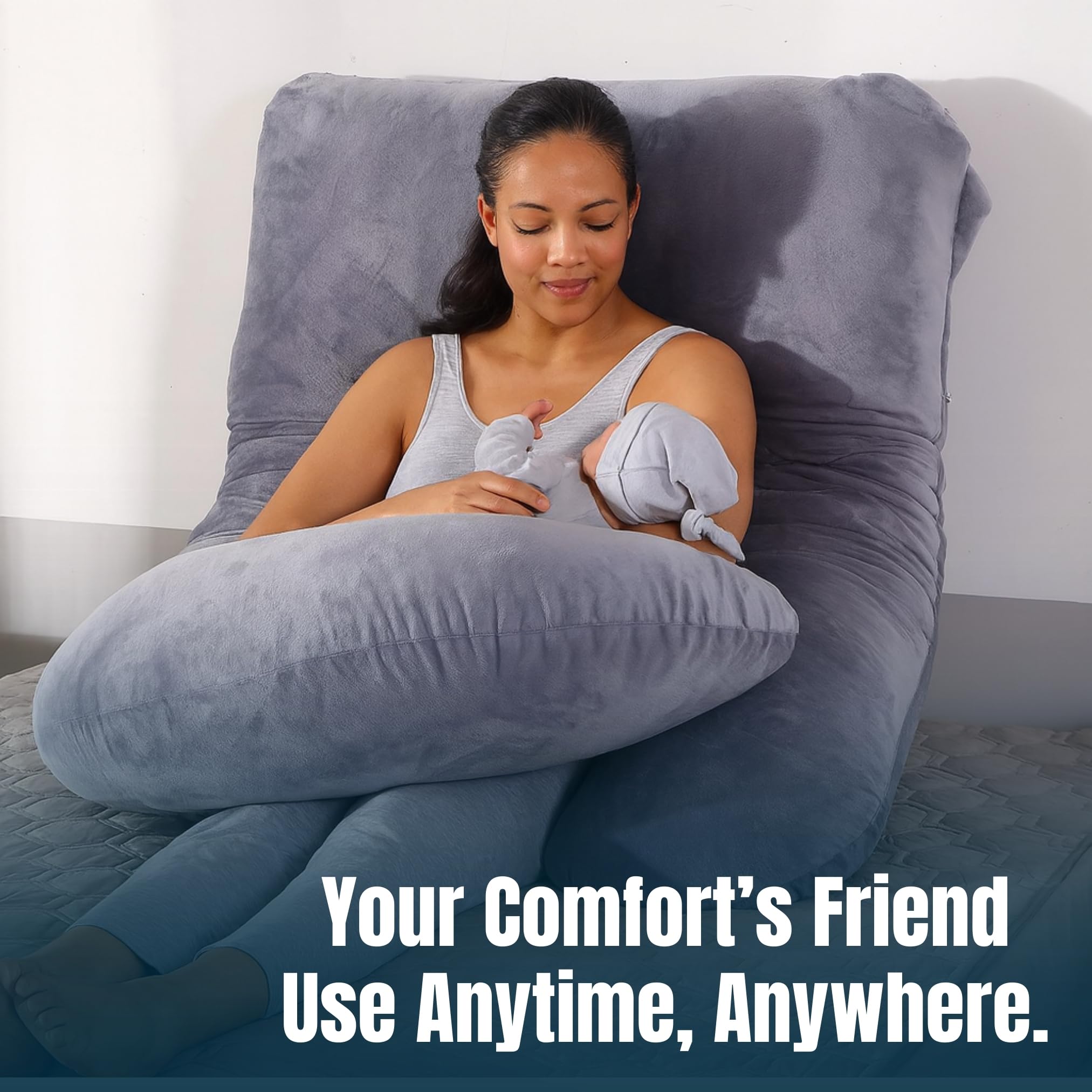 Ambience shot showing ASC Amour G pillow in a cozy grey bedroom.
