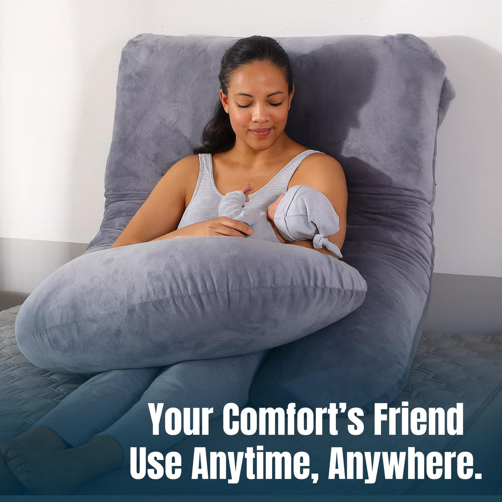 Ambience shot showing ASC Amour G pillow in a cozy grey bedroom.