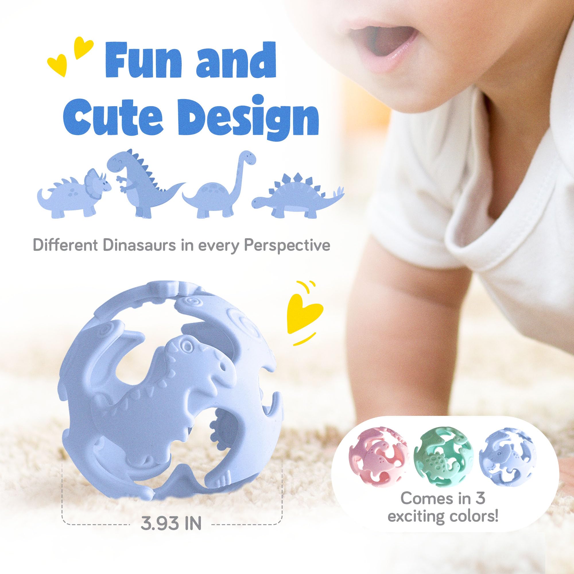 Ashtonbee dinosaur teething toy packaging-ready display