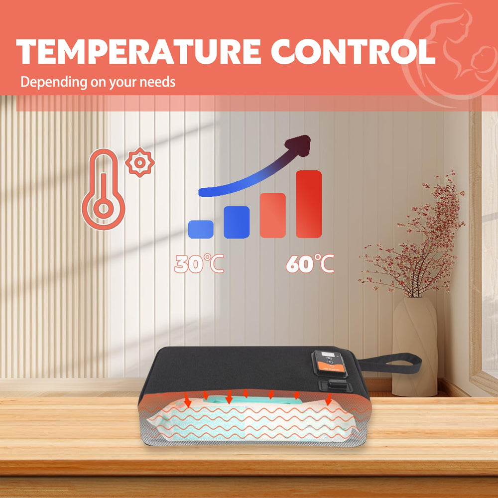 Asixxsix USB Baby Wipe Warmer with digital temperature control for precise warmth.