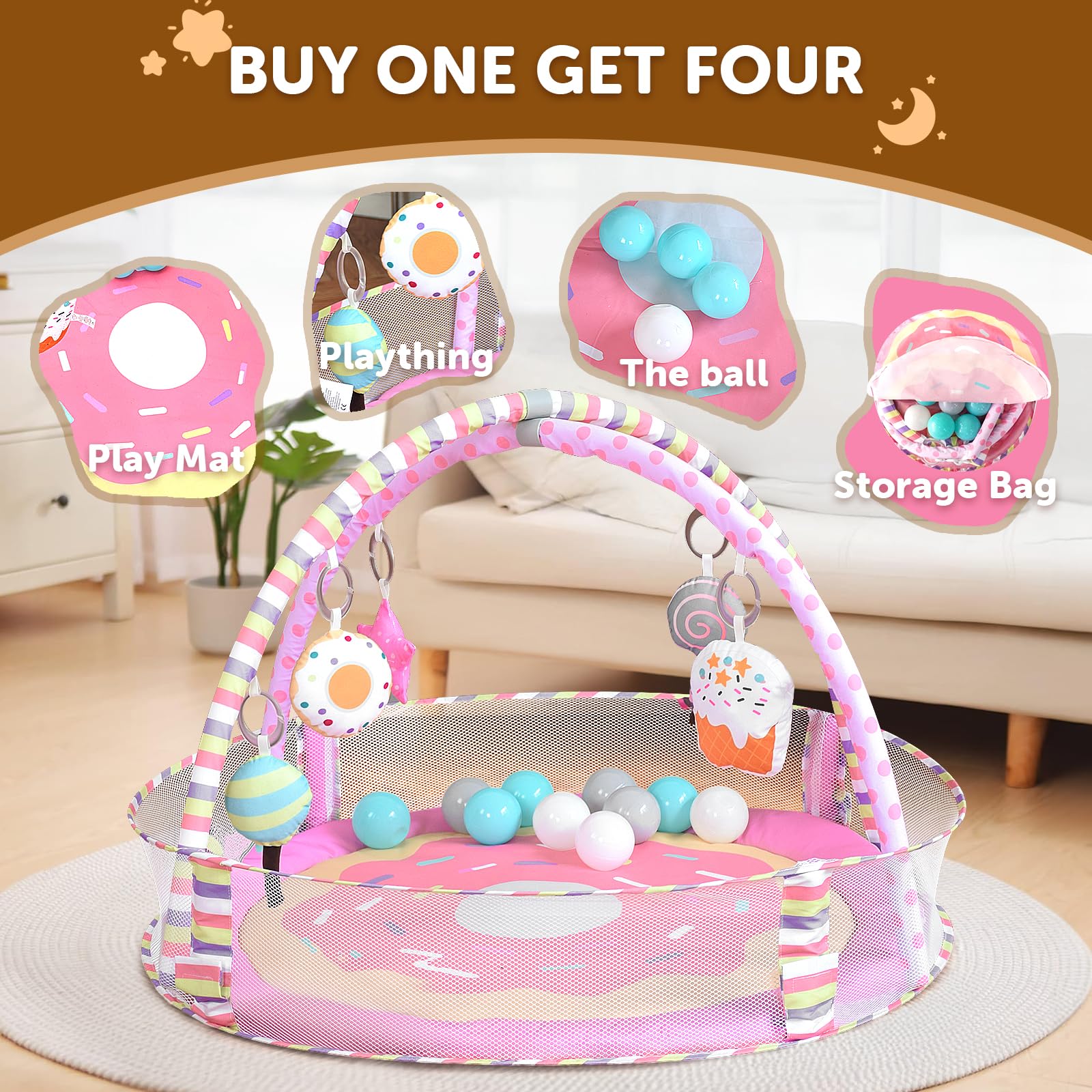 AskCat all-in-one activity center suitable for newborn to 6 months and beyond.