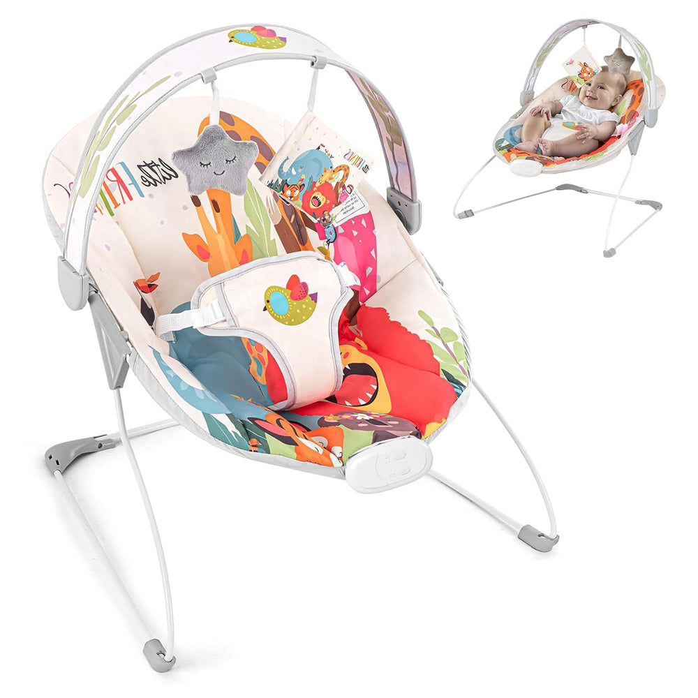 AskCat baby bouncer folded compact for easy transport and storage.