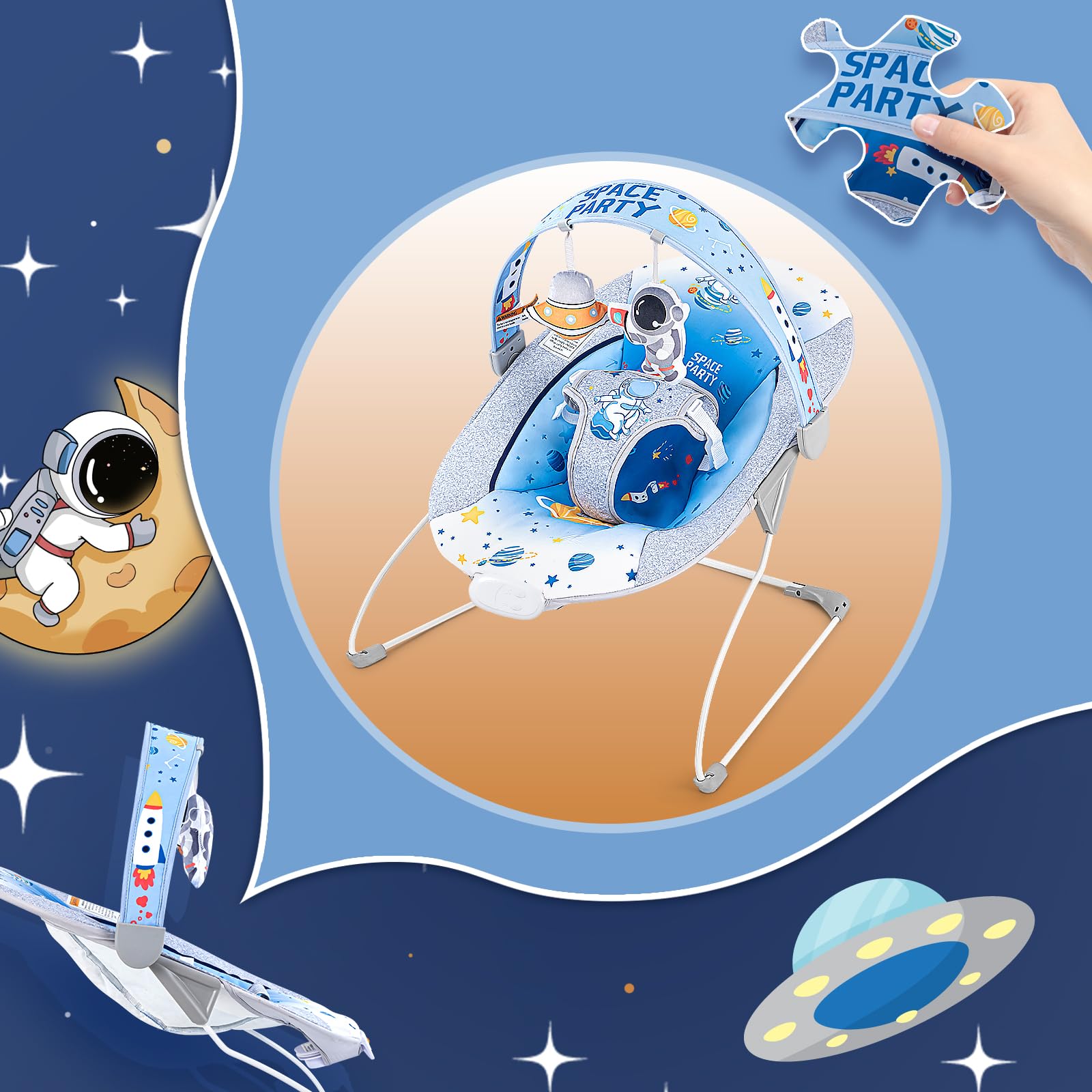 AskCat Baby Bouncer portable-foldable design enables easy transport and compact storage during outings