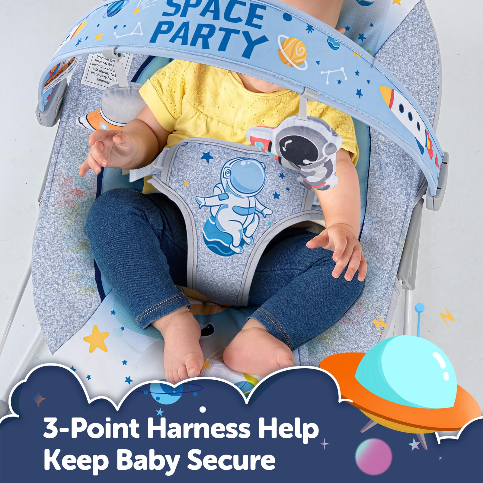 AskCat Baby Bouncer foldable frame allows quick setup for indoor or outdoor use